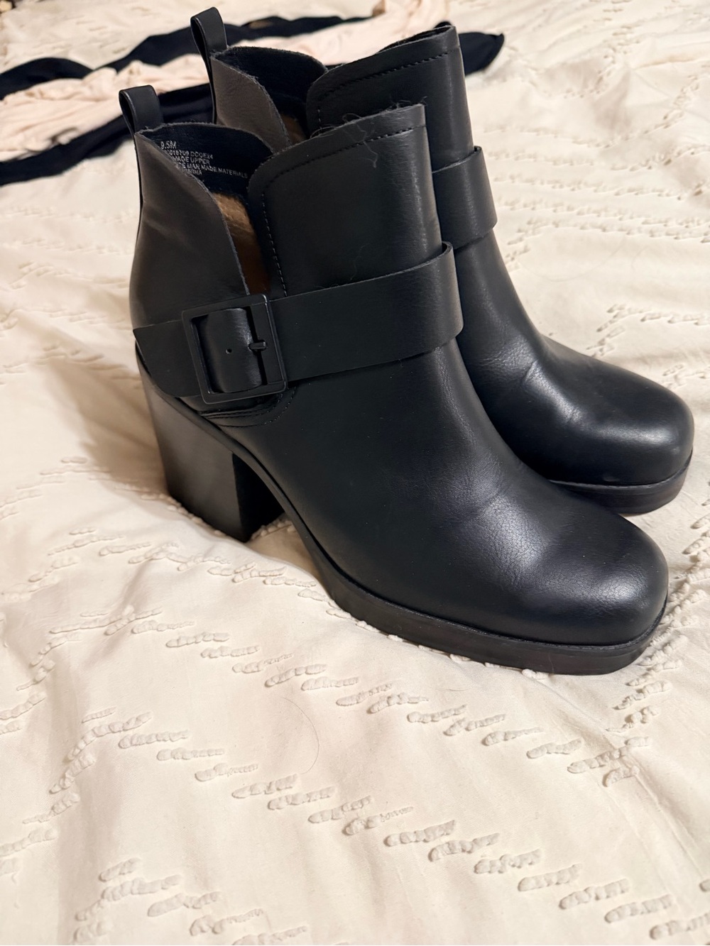 Kork-Ease Black Leather Buckle Ankle Booties